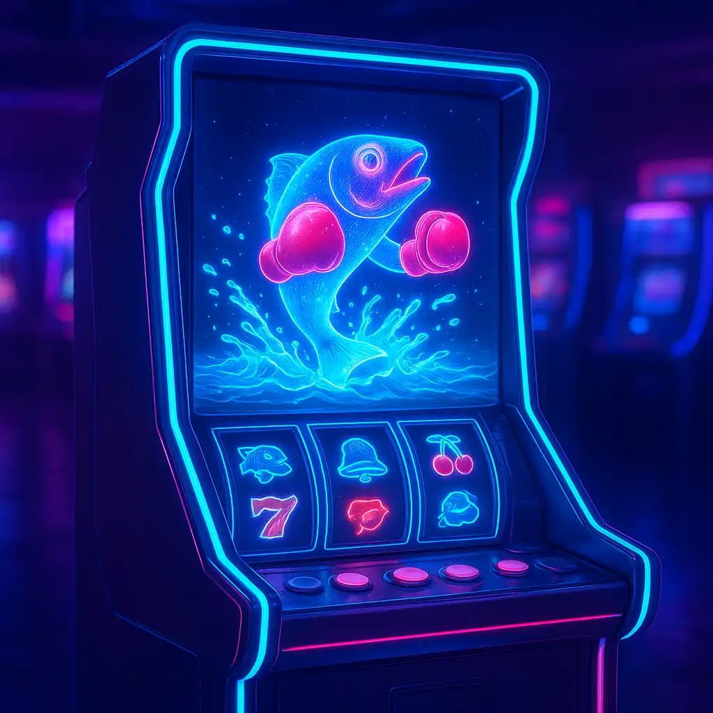 Big Bass Boxing Bonus Round neon arcade slot machine